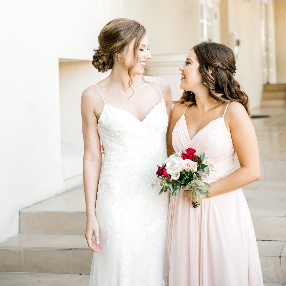 pink long ball gown